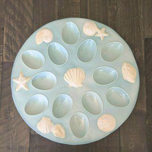 Deviled Egg Serving Platter Home Studio Shoreline Collection Sea Foam 13"